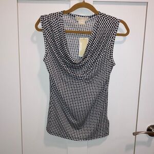 Michael Kors Black and White Houndstooth Blouse